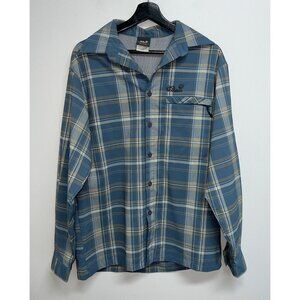 Jack Wolfskin Outdoor Long Sleeve Button Up Shirt Size S 42 44 Blue Plaid Vented